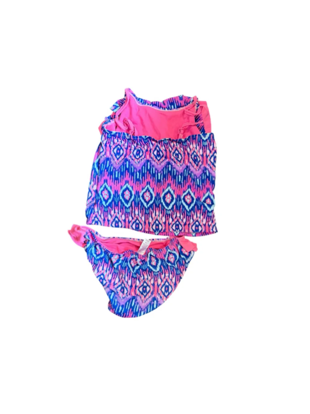 Girls Justice Bikini Swimsuit Size 14 Blue and Pink Patterned